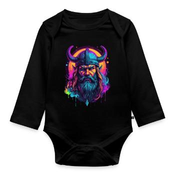 Colorful Viking - Organic Longsleeve Baby Bodysuit - black - Front