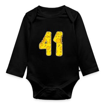 41 years of Lustig Käse - Organic Longsleeve Baby Bodysuit - black - Front