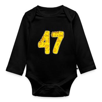 47 years of Lustig Käse - Organic Longsleeve Baby Bodysuit - black - Front