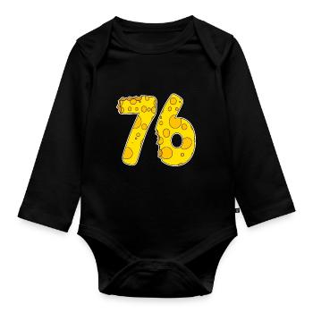 76 years of Lustig Käse - Organic Longsleeve Baby Bodysuit - black - Front