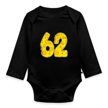 62 years of Lustig Käse - Organic Longsleeve Baby Bodysuit - black - Front