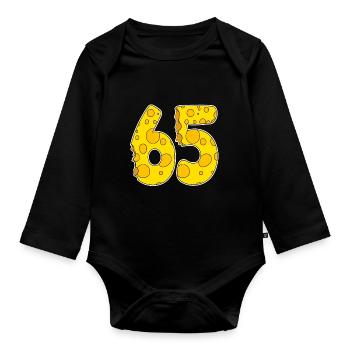 65 years of Lustig Käse - Organic Longsleeve Baby Bodysuit - black - Front