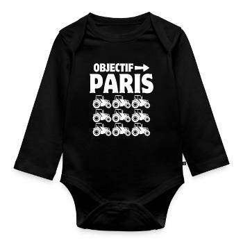 farmer, farmer, peasant, farmer - Organic Longsleeve Baby Bodysuit - black - Front