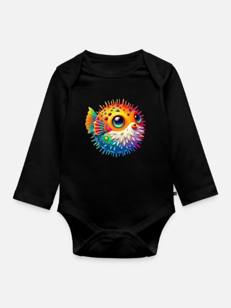 Kugelfisch - Baby Bio-Langarm-Body - Schwarz