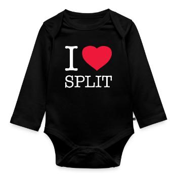 I LOVE SPLIT Croatia Kroatien - Baby Bio-Langarm-Body - Schwarz - Vorne