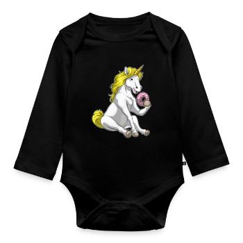 Einhorn Donut - Baby Bio-Langarm-Body - Schwarz - Vorne
