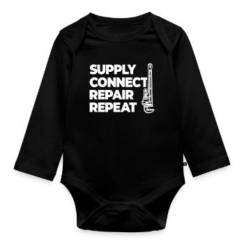 Versorgen Verbinden Reparieren Klempnern - Baby Bio-Langarm-Body - Schwarz - Vorne