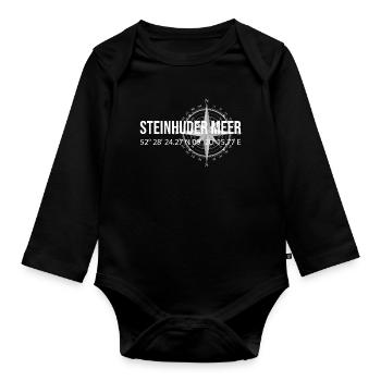 Koordinaten Steinhuder Meer - Baby Bio-Langarm-Body - Schwarz - Vorne