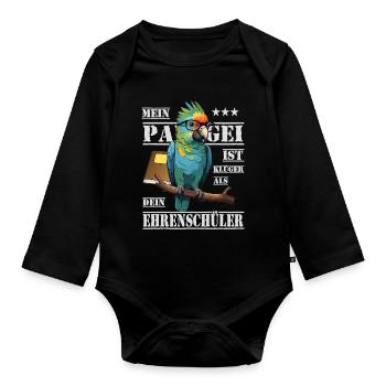 Mein Papagei ist Klüger... - Baby Bio-Langarm-Body - Schwarz - Vorne