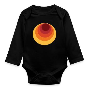 Retro Kreis Polka Dot - Baby Bio-Langarm-Body - Schwarz - Vorne