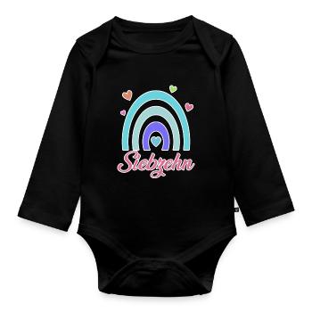 17. Geburtstag Regenbogen Vintage - Baby Bio-Langarm-Body - Schwarz - Vorne