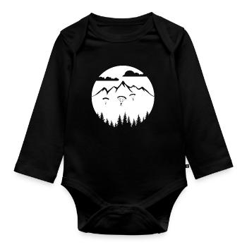 Fallschirmsprung - Adrenalin am Himmel - Baby Bio-Langarm-Body - Schwarz - Vorne