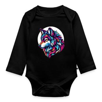 Wolf - Organic Longsleeve Baby Bodysuit - black - Front