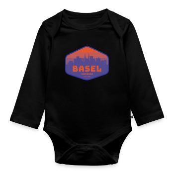 Basel, Switzerland - Organic Longsleeve Baby Bodysuit - black - Front