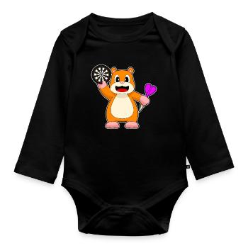 Cible de fléchettes de hamster - Body Bébé bio manches longues - noir - Devant