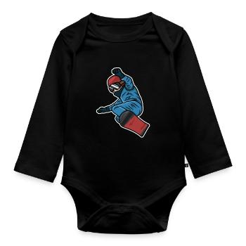 Kleiner Snowboarder - Baby Bio-Langarm-Body - Schwarz - Vorne