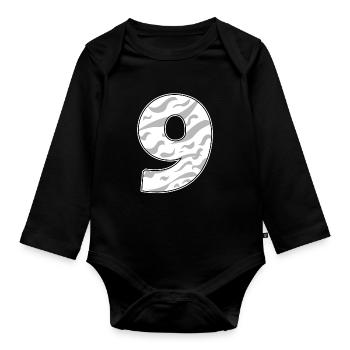 Nine - 9 - Organic Longsleeve Baby Bodysuit - black - Front
