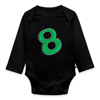 Acht - 8 - Grün - Baby Bio-Langarm-Body - Schwarz - Vorne
