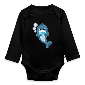 Dolphin Fish - Organic Longsleeve Baby Bodysuit - black - Front