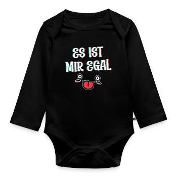 I don't care Cool Saying Attitude Relax Chill - Organic Longsleeve Baby Bodysuit - black - Front