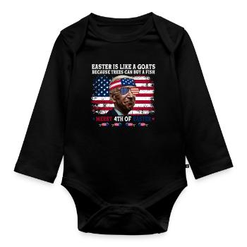 Joe Biden Joyeux 4 de Pâques - Body Bébé bio manches longues - noir - Devant