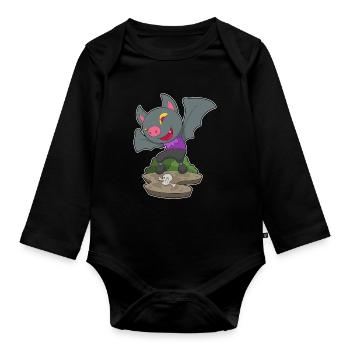 Chauve-souris Halloween crâne - Body Bébé bio manches longues - noir - Devant