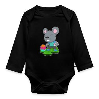 Mouse Easter Easter Egg - Organic Longsleeve Baby Bodysuit - black - Front