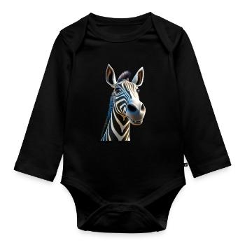 Zebra Africa I Love Cute Zebras Wild Zebra - Organic Longsleeve Baby Bodysuit - black - Front