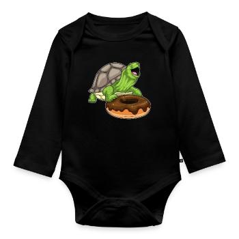 Beignet Tortue - Body Bébé bio manches longues - noir - Devant