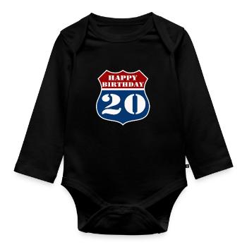 20. Geburtstag , Happy Birthday 20 US (25) - Baby Bio-Langarm-Body - Schwarz - Vorne