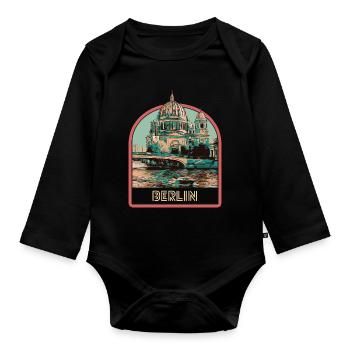 Blick auf den Berliner Dom und die Spree - Baby Bio-Langarm-Body - Schwarz - Vorne