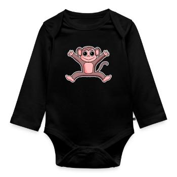 Affe - Baby Bio-Langarm-Body - Schwarz - Vorne
