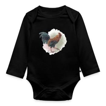 Veganuary 2024 Rooster - Organic Longsleeve Baby Bodysuit - black - Front