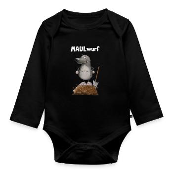 Maulender Nö Maulwurf Wortspiel - Baby Bio-Langarm-Body - Schwarz - Vorne