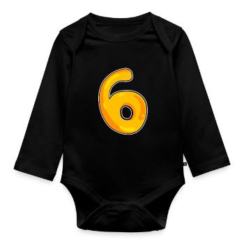 Number 6 Number - Organic Longsleeve Baby Bodysuit - black - Front