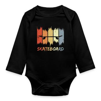 Skateboard Look rétro - Body Bébé bio manches longues - noir - Devant