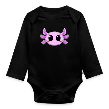Axolotl Tête Motif Enfants Mignon - Body Bébé bio manches longues - noir - Devant