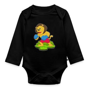 Lion Boxer Boxing Gloves Boxing - Organic Longsleeve Baby Bodysuit - black - Front