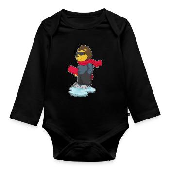 Löwe Snowboarder Snowboard - Body Bébé bio manches longues - noir - Devant