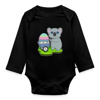 Koala Ostern Osterei  - Baby Bio-Langarm-Body - Schwarz - Vorne