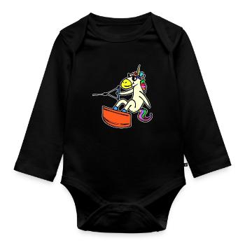 Wakeboard, Unicorn, Water Sports, Surfing, Surfing - Organic Longsleeve Baby Bodysuit - black - Front
