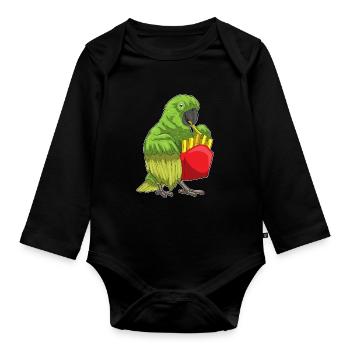 Papagei Pommes frites - Baby Bio-Langarm-Body - Schwarz - Vorne