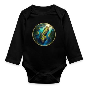 Fantasy Sweden map - Organic Longsleeve Baby Bodysuit - black - Front