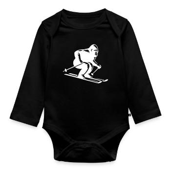 Singe Gorille Chimpanzé Ski Silhouette Design - Body Bébé bio manches longues - noir - Devant