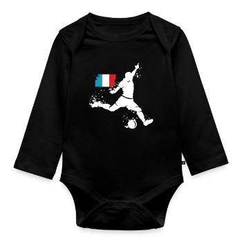 Fußball Spieler Explosion Frankreich EM 2024 - Baby Bio-Langarm-Body - Schwarz - Vorne