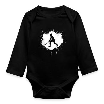 Joueur de hockey - Body Bébé bio manches longues - noir - Devant
