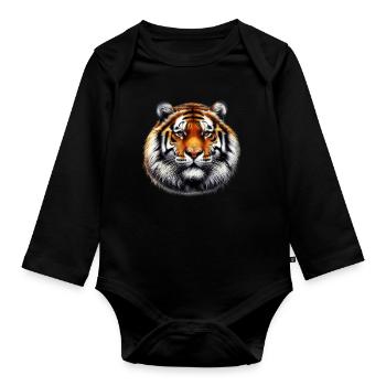 Tiger - Organic Longsleeve Baby Bodysuit - black - Front