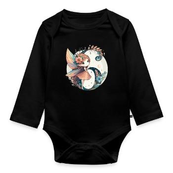 6 Jahre Fee Elfe Geburtstag Geschenk - Baby Bio-Langarm-Body - Schwarz - Vorne