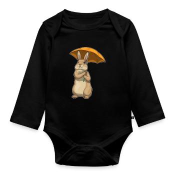 Bunny Umbrella - Organic Longsleeve Baby Bodysuit - black - Front