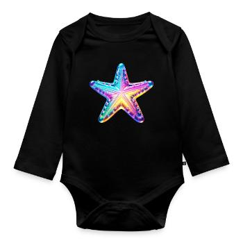Seestern - Baby Bio-Langarm-Body - Schwarz - Vorne